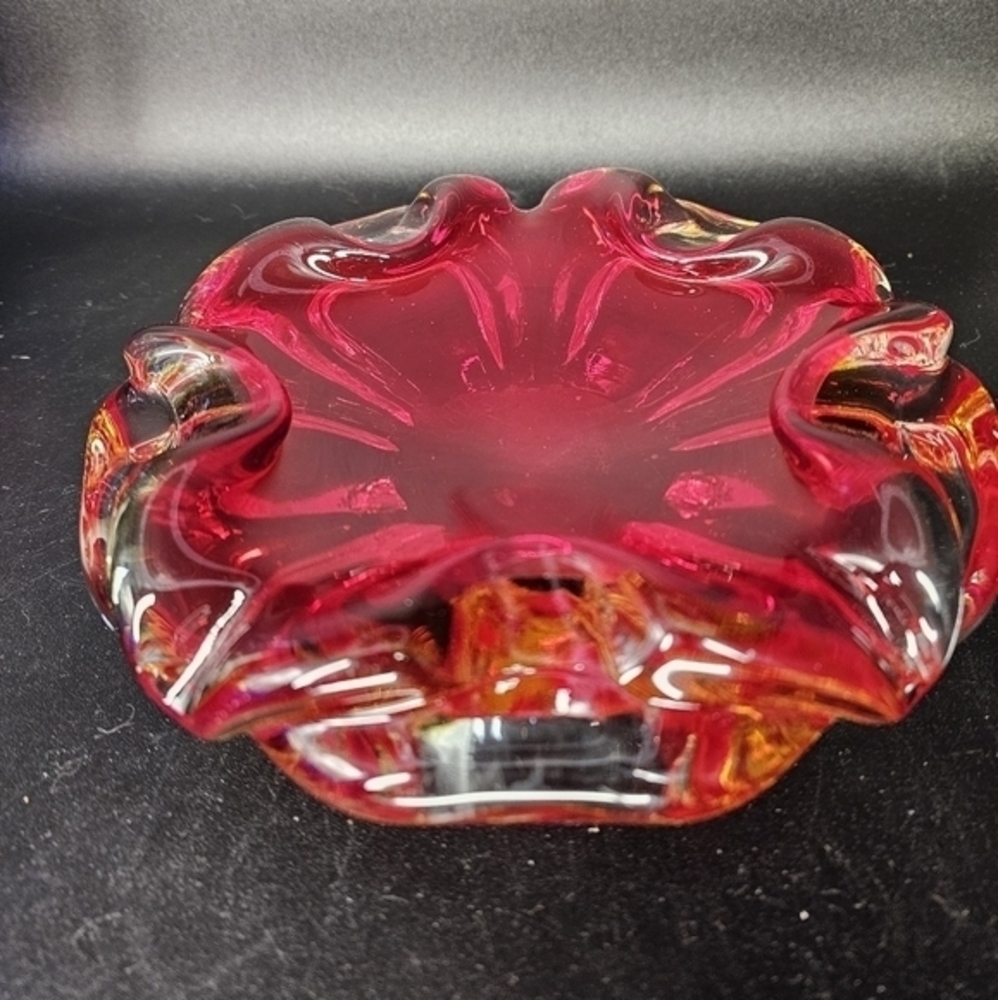 Vintage large red Murano‎ ashtray/bowl